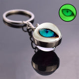 Dragon Eye Photo Keychain Keyring Luminous Glass Ball Keychains Long Chains Pendant Men Car Keyring Keyholders Women Bag Chain