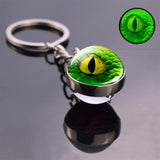 Dragon Eye Photo Keychain Keyring Luminous Glass Ball Keychains Long Chains Pendant Men Car Keyring Keyholders Women Bag Chain