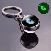 Dragon Eye Photo Keychain Keyring Luminous Glass Ball Keychains Long Chains Pendant Men Car Keyring Keyholders Women Bag Chain