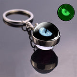 Dragon Eye Photo Keychain Keyring Luminous Glass Ball Keychains Long Chains Pendant Men Car Keyring Keyholders Women Bag Chain