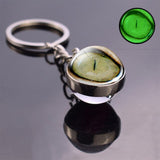 Dragon Eye Photo Keychain Keyring Luminous Glass Ball Keychains Long Chains Pendant Men Car Keyring Keyholders Women Bag Chain