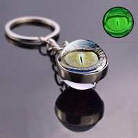 Dragon Eye Photo Keychain Keyring Luminous Glass Ball Keychains Long Chains Pendant Men Car Keyring Keyholders Women Bag Chain