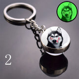 2020 Luminous Glass Ball Keychain Keyrings Cool Hip Hop Husky Photo Glow in the Night Keychains for Women Girlfriend Gifts