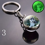 2020 Luminous Glass Ball Keychain Keyrings Cool Hip Hop Husky Photo Glow in the Night Keychains for Women Girlfriend Gifts