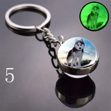 2020 Luminous Glass Ball Keychain Keyrings Cool Hip Hop Husky Photo Glow in the Night Keychains for Women Girlfriend Gifts