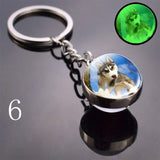 2020 Luminous Glass Ball Keychain Keyrings Cool Hip Hop Husky Photo Glow in the Night Keychains for Women Girlfriend Gifts