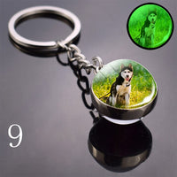 2020 Luminous Glass Ball Keychain Keyrings Cool Hip Hop Husky Photo Glow in the Night Keychains for Women Girlfriend Gifts