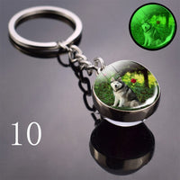 2020 Luminous Glass Ball Keychain Keyrings Cool Hip Hop Husky Photo Glow in the Night Keychains for Women Girlfriend Gifts