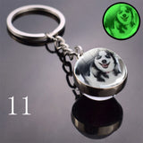 2020 Luminous Glass Ball Keychain Keyrings Cool Hip Hop Husky Photo Glow in the Night Keychains for Women Girlfriend Gifts