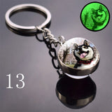 2020 Luminous Glass Ball Keychain Keyrings Cool Hip Hop Husky Photo Glow in the Night Keychains for Women Girlfriend Gifts