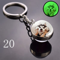 2020 Luminous Glass Ball Keychain Keyrings Cool Hip Hop Husky Photo Glow in the Night Keychains for Women Girlfriend Gifts