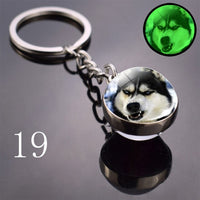 2020 Luminous Glass Ball Keychain Keyrings Cool Hip Hop Husky Photo Glow in the Night Keychains for Women Girlfriend Gifts