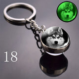 2020 Luminous Glass Ball Keychain Keyrings Cool Hip Hop Husky Photo Glow in the Night Keychains for Women Girlfriend Gifts