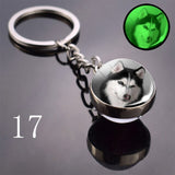 2020 Luminous Glass Ball Keychain Keyrings Cool Hip Hop Husky Photo Glow in the Night Keychains for Women Girlfriend Gifts