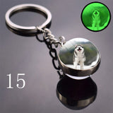 2020 Luminous Glass Ball Keychain Keyrings Cool Hip Hop Husky Photo Glow in the Night Keychains for Women Girlfriend Gifts