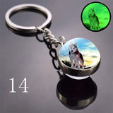 2020 Luminous Glass Ball Keychain Keyrings Cool Hip Hop Husky Photo Glow in the Night Keychains for Women Girlfriend Gifts