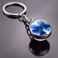 Rose Keychain Blue Enchantress Picture Double Side Cabochon Glass Ball Keychain Rose for Men for Women Valentines Gifts