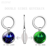 Glowing 12 Constellations Double Side Keychain Luminous Zodiac Glass Cabochon Key Chains Glow In The Dark Birthday Gift