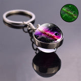 Glow In The Dark Solar System Planet Keyring Galaxy Nebula Luminous Keychain Moon Earth Sun Double Side Glass Ball Key Chain