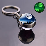 Glow In The Dark Solar System Planet Keyring Galaxy Nebula Luminous Keychain Moon Earth Sun Double Side Glass Ball Key Chain