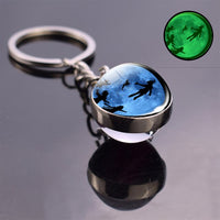 Glow In The Dark Solar System Planet Keyring Galaxy Nebula Luminous Keychain Moon Earth Sun Double Side Glass Ball Key Chain