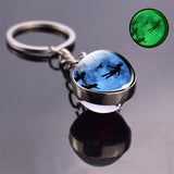 Glow In The Dark Solar System Planet Keyring Galaxy Nebula Luminous Keychain Moon Earth Sun Double Side Glass Ball Key Chain