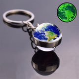 Glow In The Dark Solar System Planet Keyring Galaxy Nebula Luminous Keychain Moon Earth Sun Double Side Glass Ball Key Chain