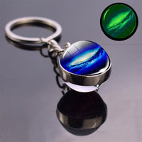 Glow In The Dark Solar System Planet Keyring Galaxy Nebula Luminous Keychain Moon Earth Sun Double Side Glass Ball Key Chain