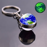 Glow In The Dark Solar System Planet Keyring Galaxy Nebula Luminous Keychain Moon Earth Sun Double Side Glass Ball Key Chain