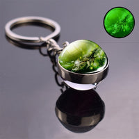 Glow In The Dark Solar System Planet Keyring Galaxy Nebula Luminous Keychain Moon Earth Sun Double Side Glass Ball Key Chain