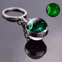 Glow In The Dark Solar System Planet Keyring Galaxy Nebula Luminous Keychain Moon Earth Sun Double Side Glass Ball Key Chain