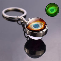 Glow In The Dark Solar System Planet Keyring Galaxy Nebula Luminous Keychain Moon Earth Sun Double Side Glass Ball Key Chain