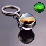 Glow In The Dark Solar System Planet Keyring Galaxy Nebula Luminous Keychain Moon Earth Sun Double Side Glass Ball Key Chain