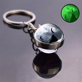 Glow In The Dark Solar System Planet Keyring Galaxy Nebula Luminous Keychain Moon Earth Sun Double Side Glass Ball Key Chain