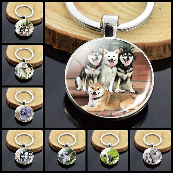 Lovely Husky Photo Keychain Keyrings for Women Partner Couples Friendship Keychains Keyring Party Vacation Birthday Gifts Rings