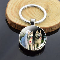 Lovely Husky Photo Keychain Keyrings for Women Partner Couples Friendship Keychains Keyring Party Vacation Birthday Gifts Rings