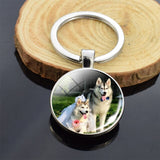 Lovely Husky Photo Keychain Keyrings for Women Partner Couples Friendship Keychains Keyring Party Vacation Birthday Gifts Rings