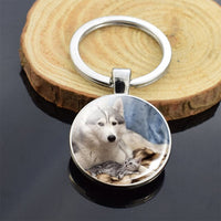 Lovely Husky Photo Keychain Keyrings for Women Partner Couples Friendship Keychains Keyring Party Vacation Birthday Gifts Rings