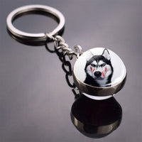 Husky Photo Keychain Keyrings for Women Bag Chains Gifts Handmade Glass Ball Bohemia Long Pendant Wholesale