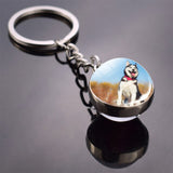 Husky Photo Keychain Keyrings for Women Bag Chains Gifts Handmade Glass Ball Bohemia Long Pendant Wholesale