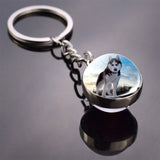 Husky Photo Keychain Keyrings for Women Bag Chains Gifts Handmade Glass Ball Bohemia Long Pendant Wholesale