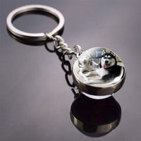 Husky Photo Keychain Keyrings for Women Bag Chains Gifts Handmade Glass Ball Bohemia Long Pendant Wholesale