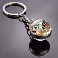 Husky Photo Keychain Keyrings for Women Bag Chains Gifts Handmade Glass Ball Bohemia Long Pendant Wholesale