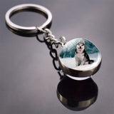 Husky Photo Keychain Keyrings for Women Bag Chains Gifts Handmade Glass Ball Bohemia Long Pendant Wholesale