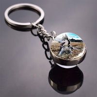 Husky Photo Keychain Keyrings for Women Bag Chains Gifts Handmade Glass Ball Bohemia Long Pendant Wholesale