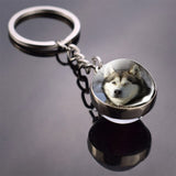 Husky Photo Keychain Keyrings for Women Bag Chains Gifts Handmade Glass Ball Bohemia Long Pendant Wholesale