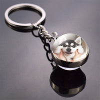 Husky Photo Keychain Keyrings for Women Bag Chains Gifts Handmade Glass Ball Bohemia Long Pendant Wholesale