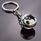 Husky Photo Keychain Keyrings for Women Bag Chains Gifts Handmade Glass Ball Bohemia Long Pendant Wholesale