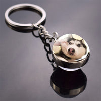 Husky Photo Keychain Keyrings for Women Bag Chains Gifts Handmade Glass Ball Bohemia Long Pendant Wholesale