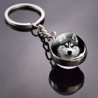 Husky Photo Keychain Keyrings for Women Bag Chains Gifts Handmade Glass Ball Bohemia Long Pendant Wholesale